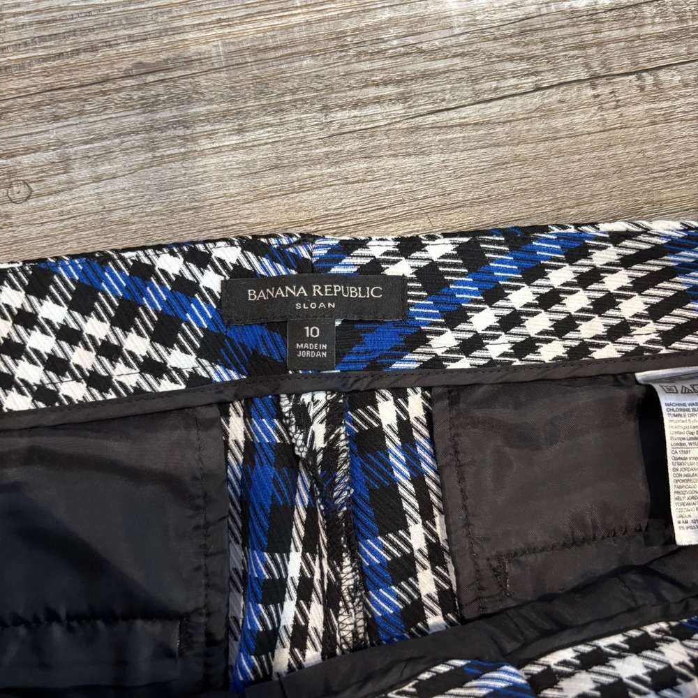 Banana Republic Sloan Skinny Fit Women's Ankle Office Pants Blue Plaid Size 10 - Picture 4 of 9